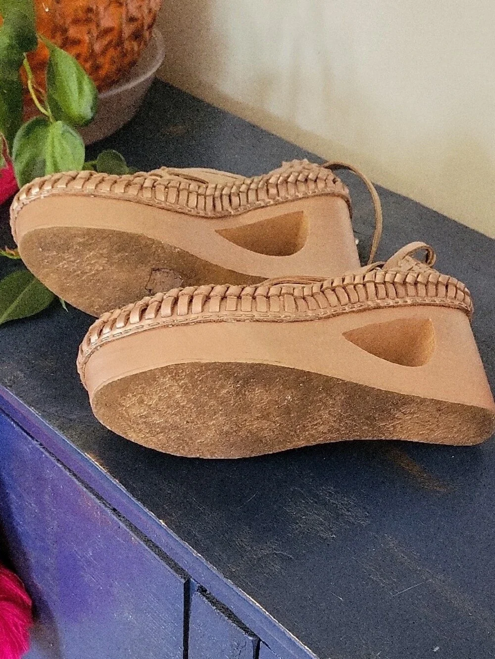 Free People Woven Metallic Rose Gold Slingback Mules